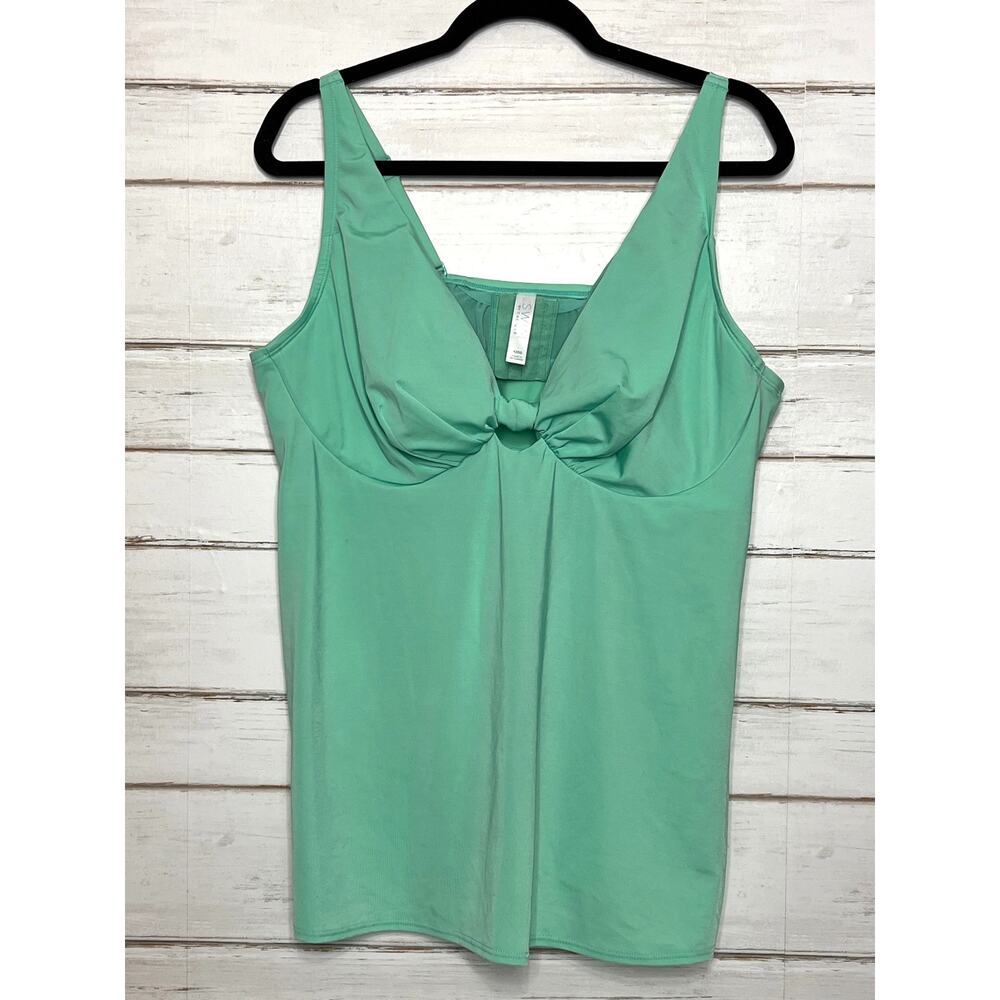 Cacique Swim Mint Green Underwire Tankini Top 42DD Plus Size Supportive Swimwear